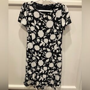Ann Taylor Black and White Floral Dress